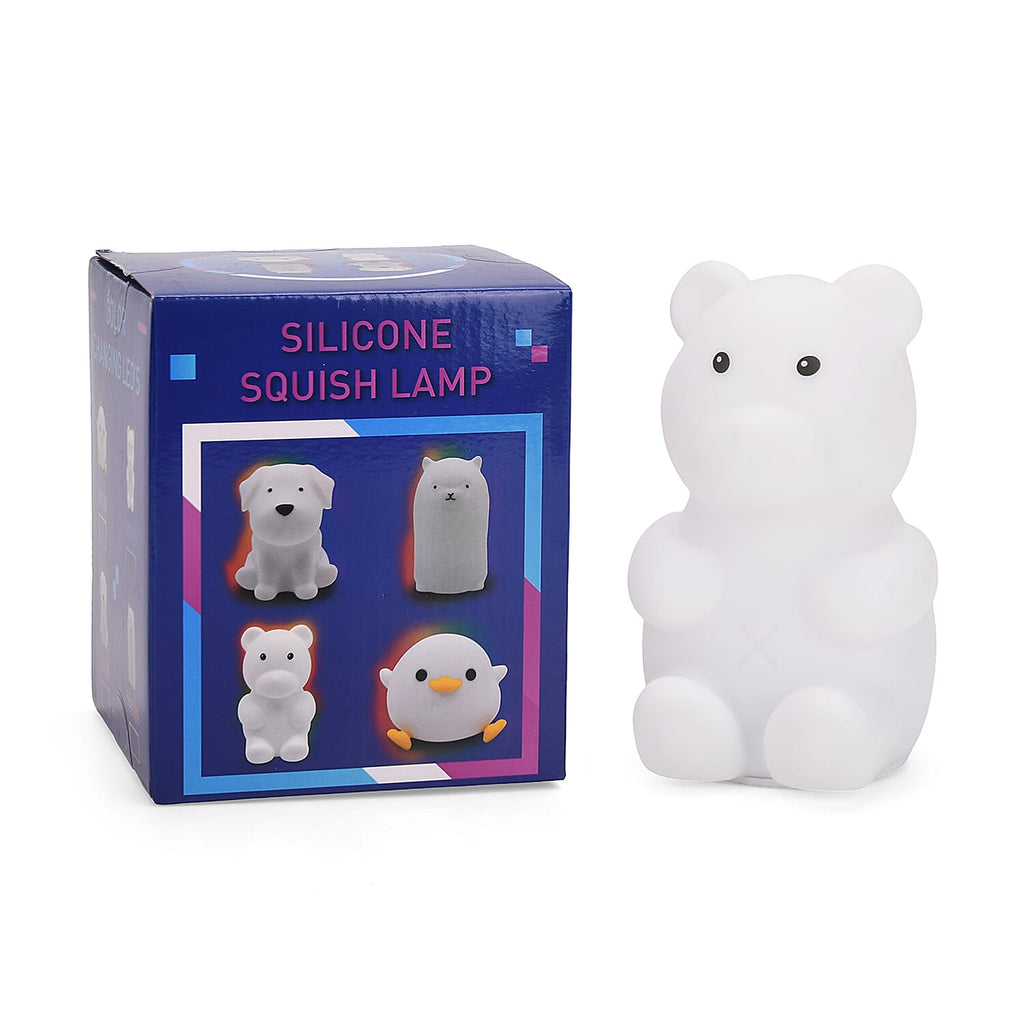 Cute Bear Silicone Color-Changing Rechargeable Night Light - White