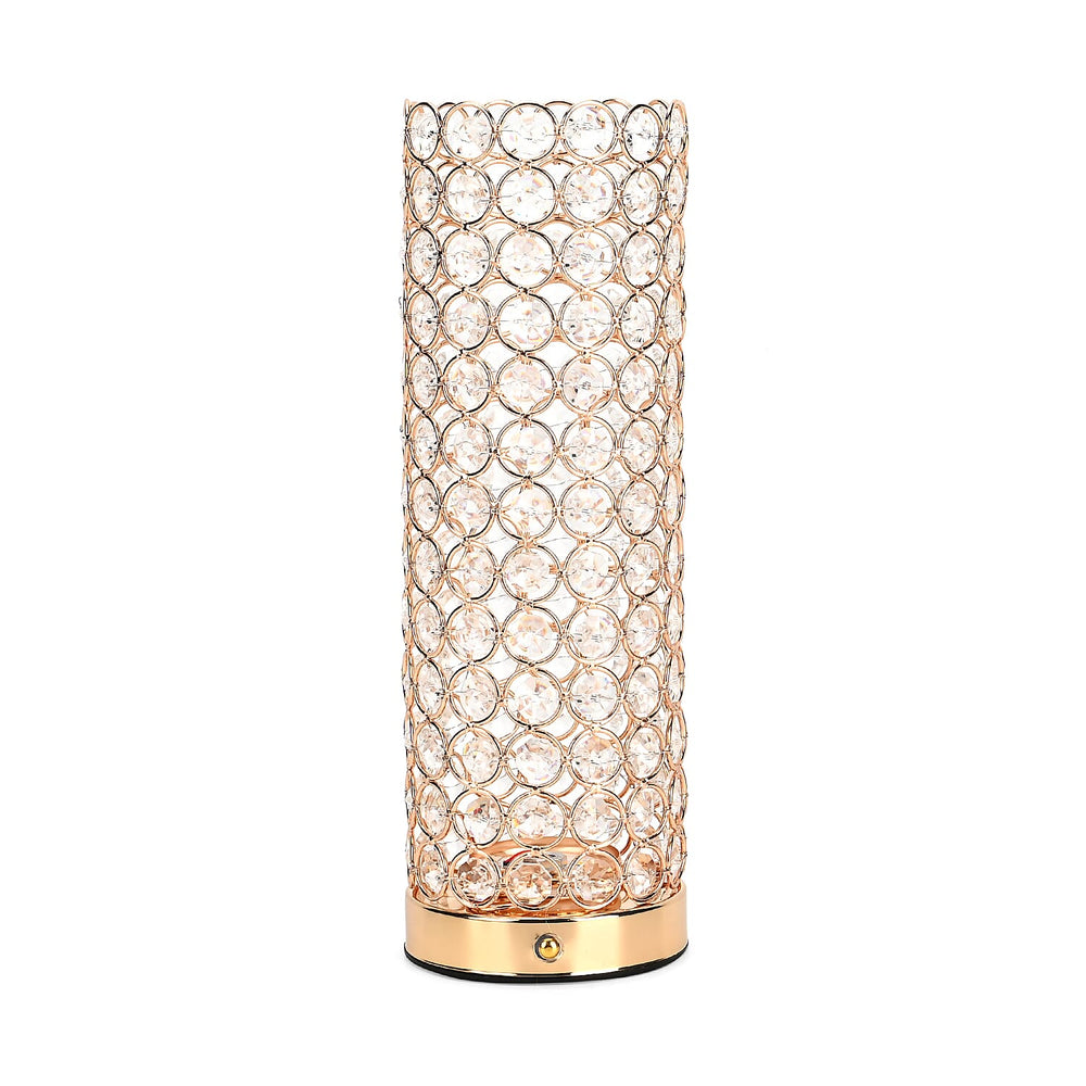 Crystal Table Lamp - Rechargable - 3 Light Modes 13x13x28cm - Gold & Transparent
