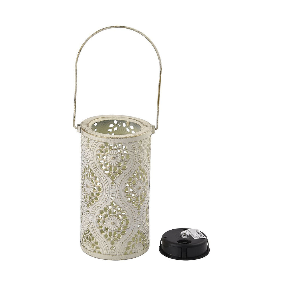 Outdoor Luxury Decor Solar Lantern- Beige (Creates Ambient Soft Light At Night)