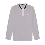 D Rock Stripe Collar Polo Shirt (Size XXL) - Grey