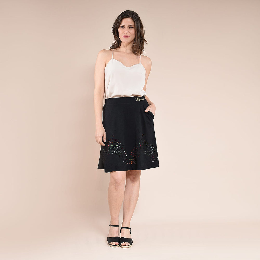 DESIGUAL Hem Pattern Knitted Skirt (Size XL) - Black
