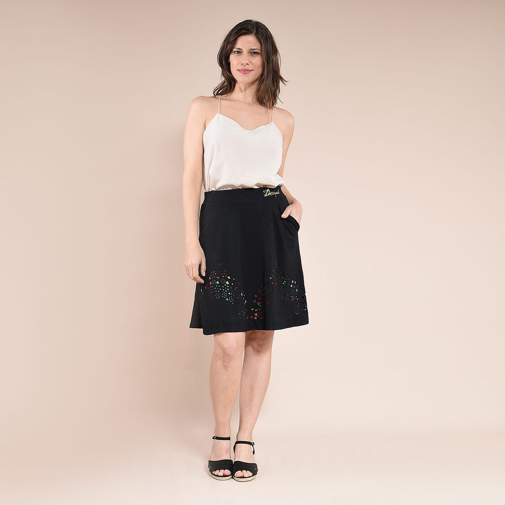 DESIGUAL Hem Pattern Knitted Skirt (Size XL) - Black