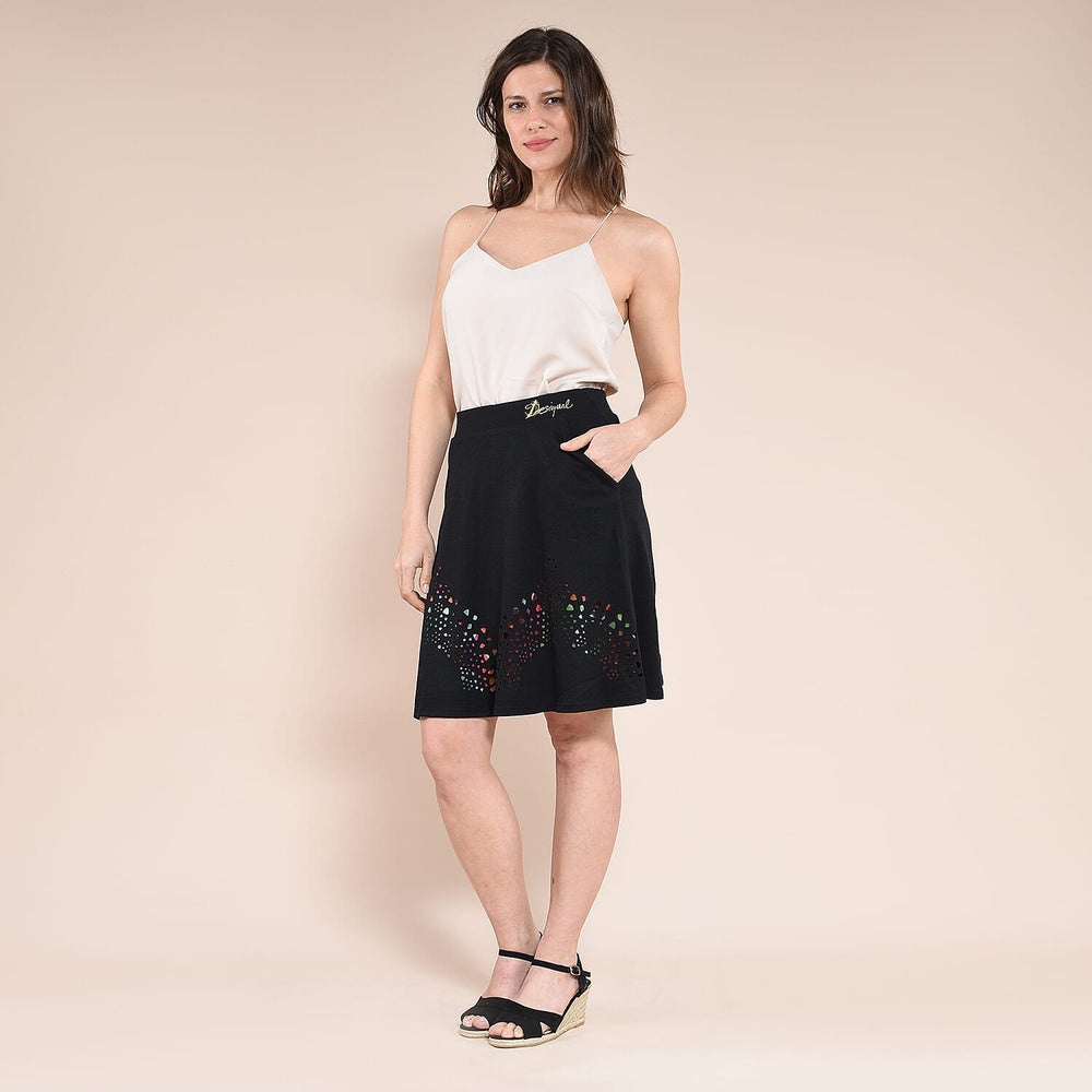 DESIGUAL Hem Pattern Knitted Skirt (Size XL) - Black