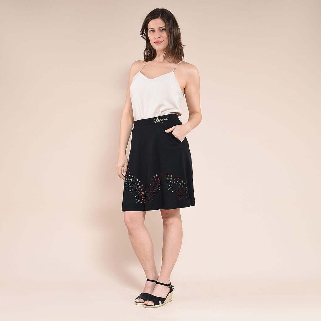 DESIGUAL Hem Pattern Knitted Skirt (Size XL) - Black
