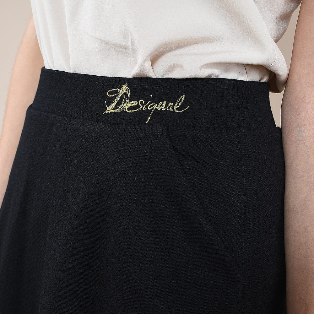 DESIGUAL Hem Pattern Knitted Skirt (Size XL) - Black