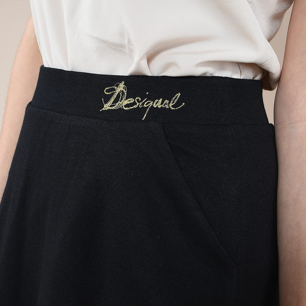 DESIGUAL Hem Pattern Knitted Skirt (Size XL) - Black