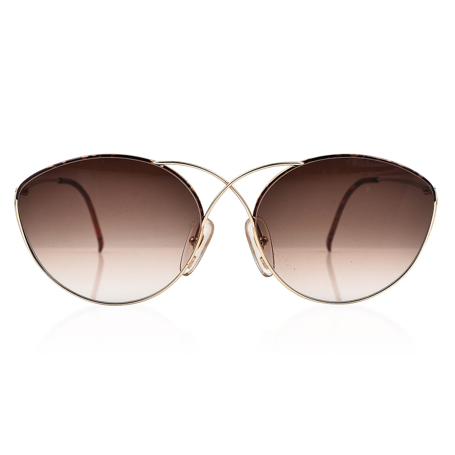 DIOR Ladies Rectangle Decorative Bridge Design Sunglasses - Gold