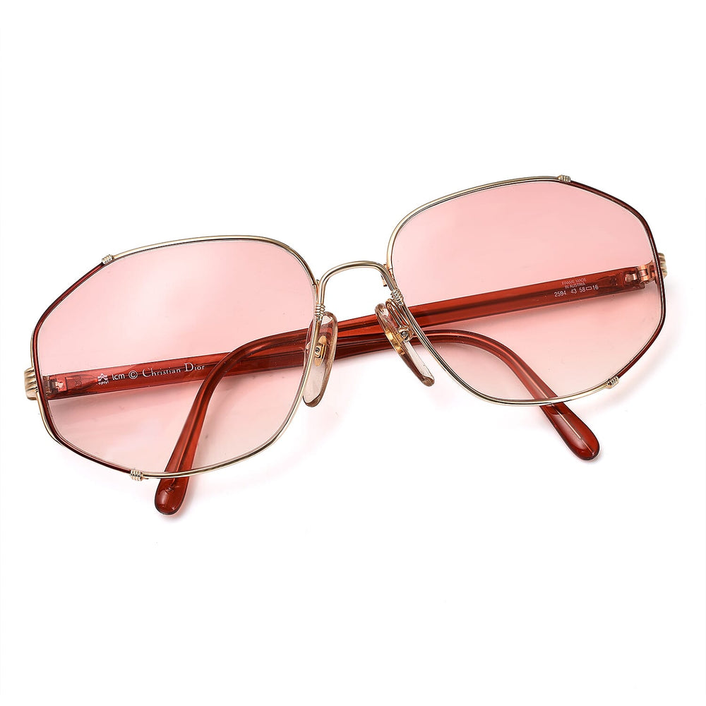 DIOR Ladies Rectangle Metal Sunglasses - Red