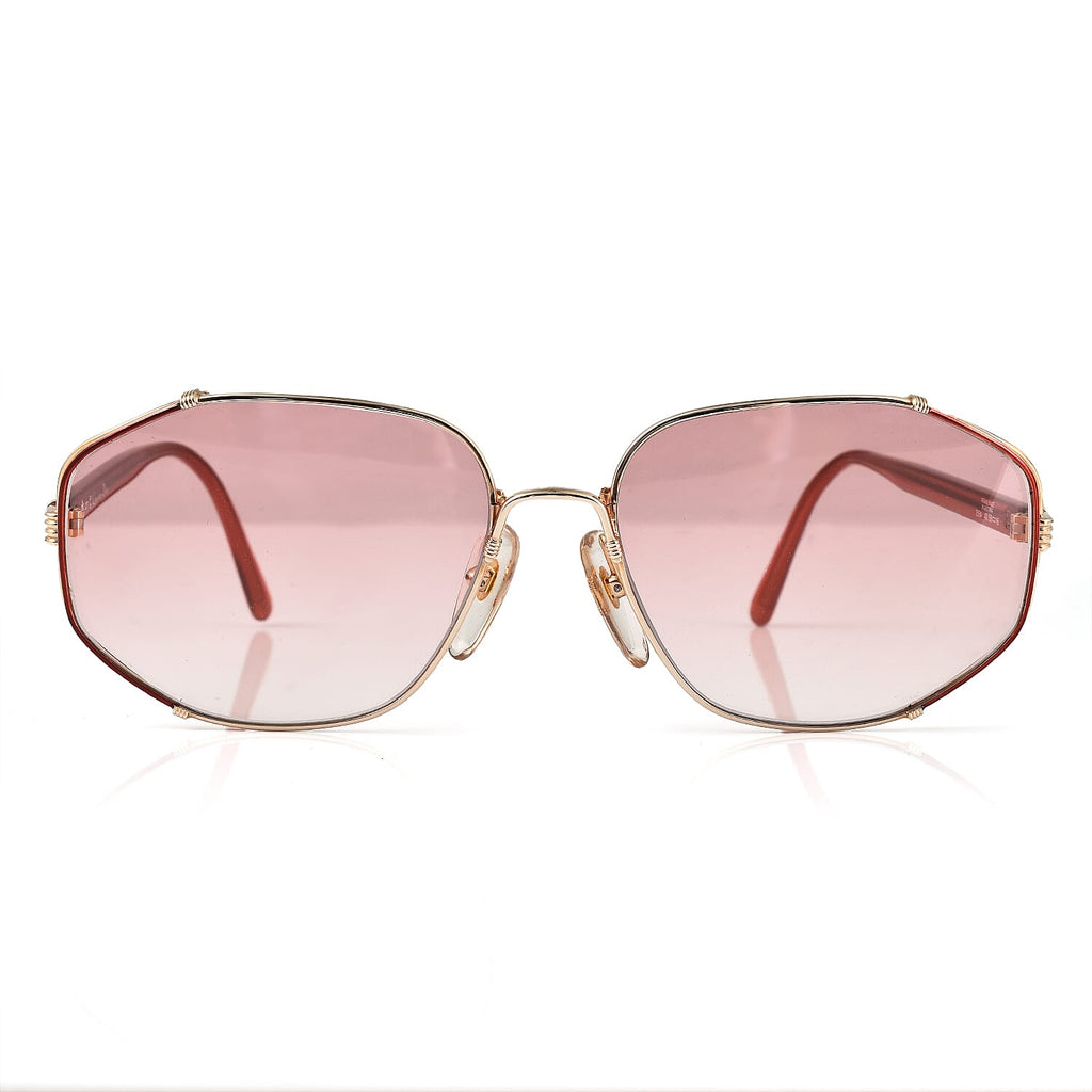DIOR Ladies Rectangle Metal Sunglasses - Red