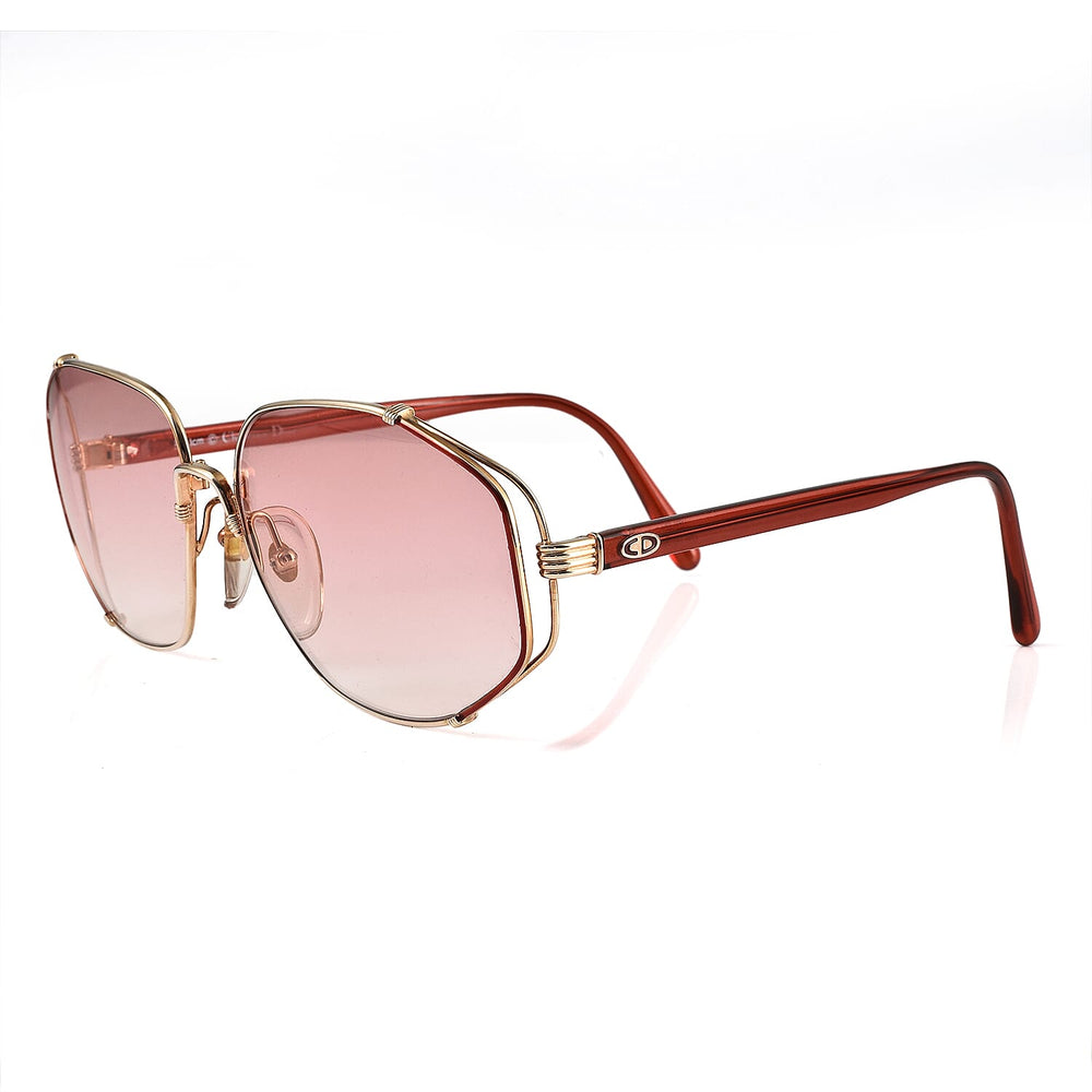 DIOR Ladies Rectangle Metal Sunglasses - Red