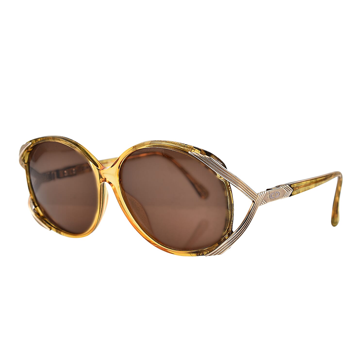 DIOR Ladies Rectangular Sunglasses with Yellow Lenses - Yellow Gold