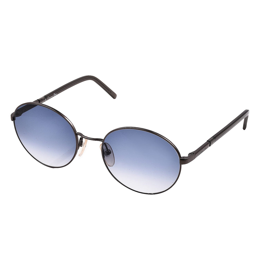 DIOR Unisex Round Metal Retro Sunglasses with Grey Lenses - Black