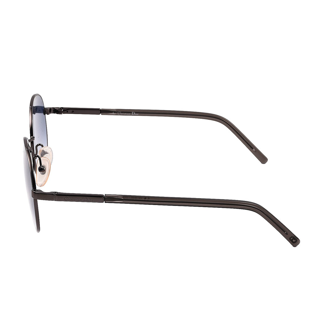 DIOR Unisex Round Metal Retro Sunglasses with Grey Lenses - Black