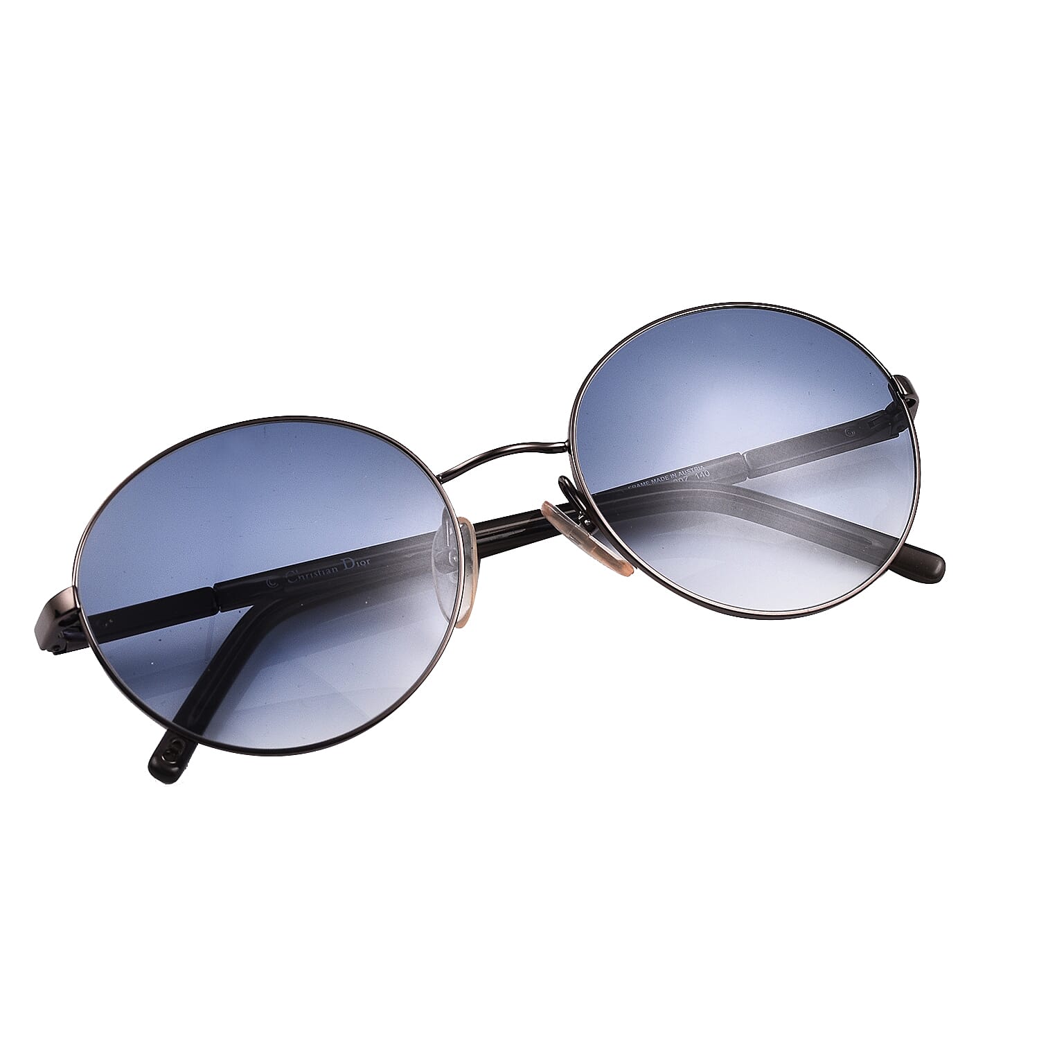DIOR Unisex Round Metal Retro Sunglasses with Grey Lenses - Black