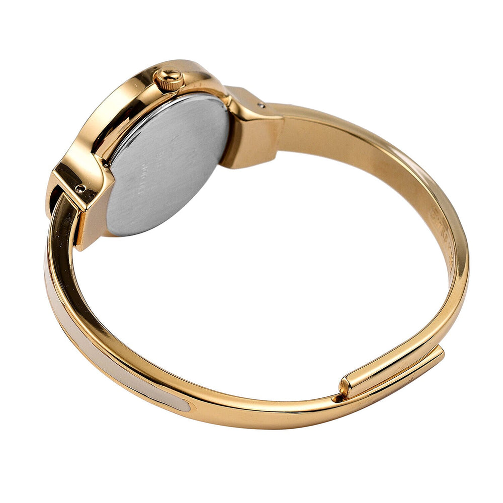 Andre Mouche Swiss Ronda Movement The Gracia Gold White 18K Gold Plated Ladies Bangle Watch (Size 6 - 6.5) in Gold Tone