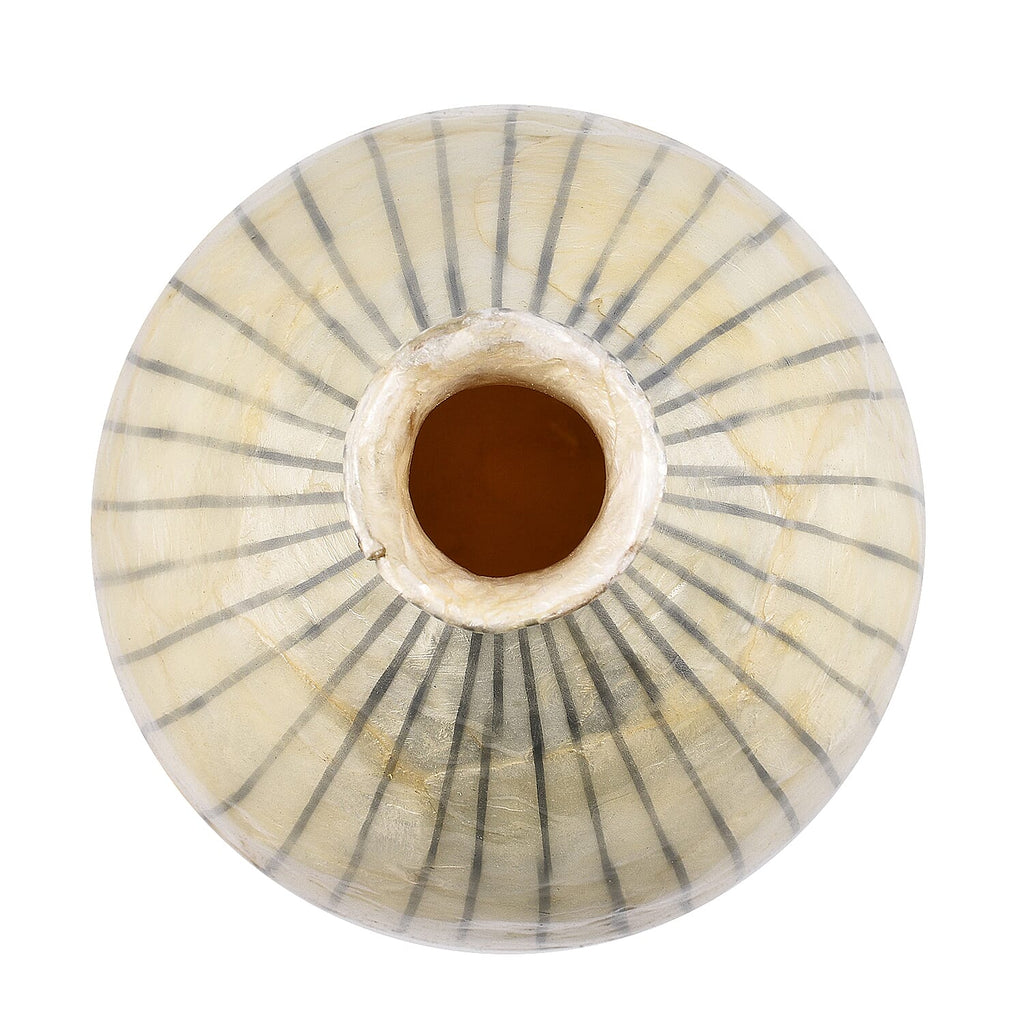 100% Handmade Capiz Circular Pear Vase (Size 38x18 Cm) - Natural