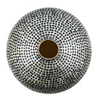 100% Handmade Capiz Circular Round Vase (Size 15x14 Cm) - Blue - White