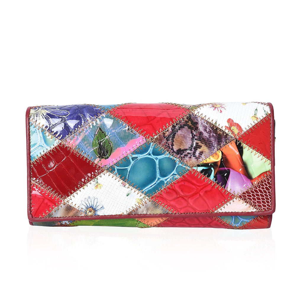 100% Genuine Leather One Time Close Out Deal Multi Colour Wallet (Size 18.5x3x9 Cm) - Croc Embossed