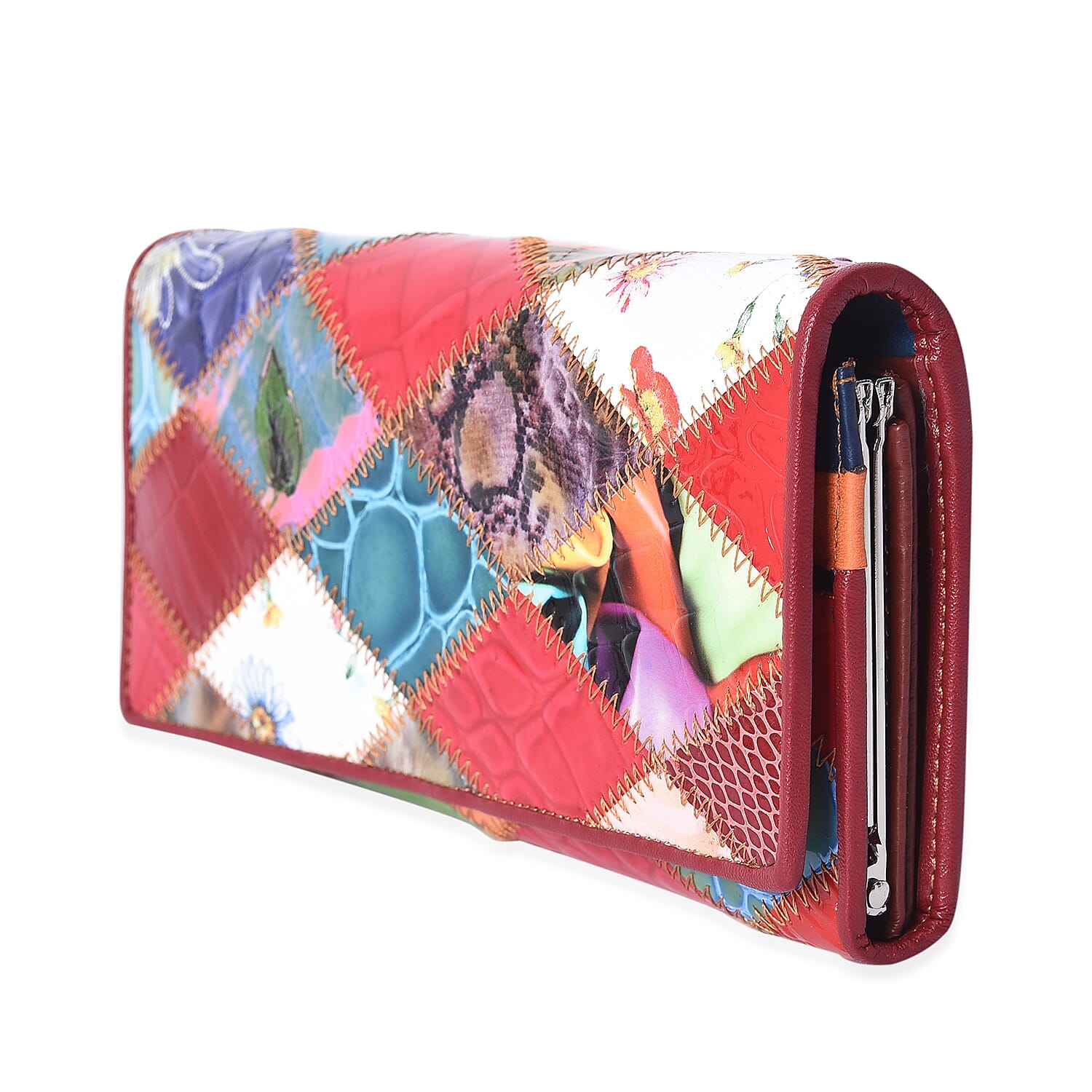 100% Genuine Leather One Time Close Out Deal Multi Colour Wallet (Size 18.5x3x9 Cm) - Croc Embossed
