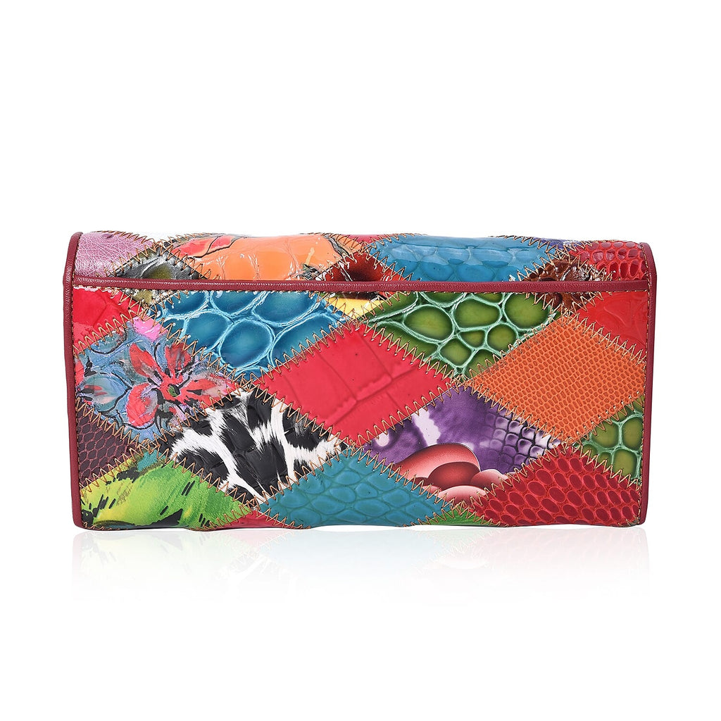 100% Genuine Leather One Time Close Out Deal Multi Colour Wallet (Size 18.5x3x9 Cm) - Croc Embossed