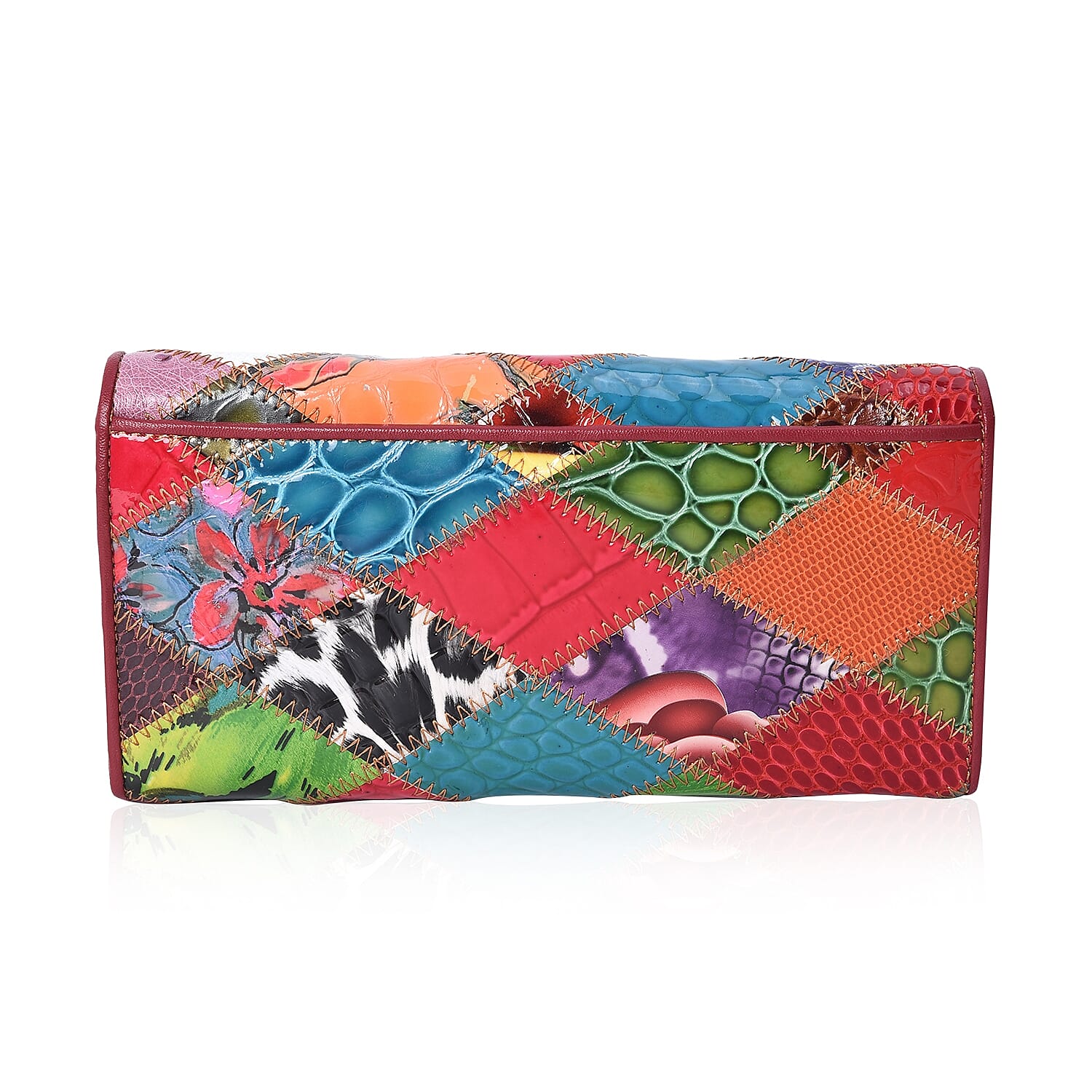 100% Genuine Leather One Time Close Out Deal Multi Colour Wallet (Size 18.5x3x9 Cm) - Croc Embossed
