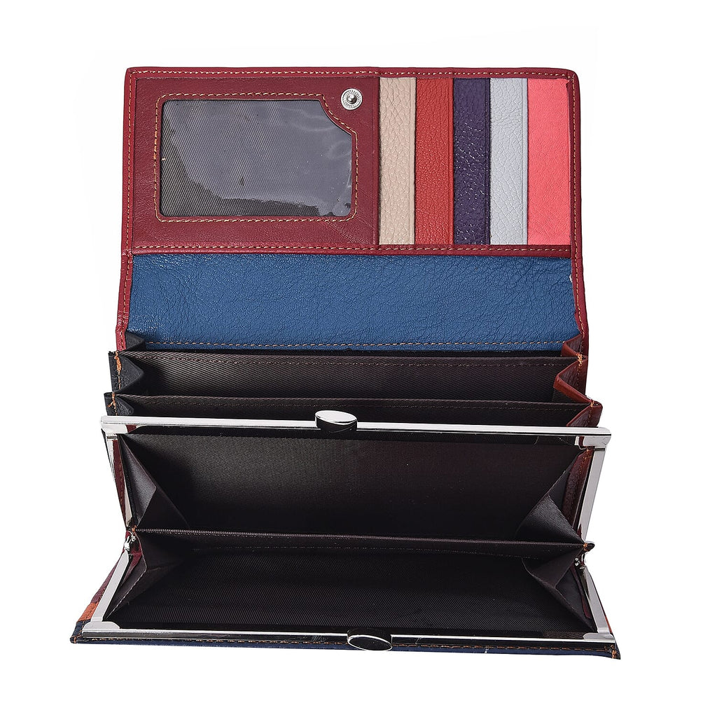 100% Genuine Leather One Time Close Out Deal Multi Colour Wallet (Size 18.5x3x9 Cm) - Croc Embossed