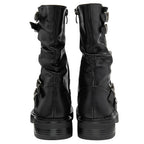 RAVEL Calf Slouch Boots with Inside Zip and Buckles (Size 4) - Black