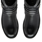 RAVEL Calf Slouch Boots with Inside Zip and Buckles (Size 4) - Black