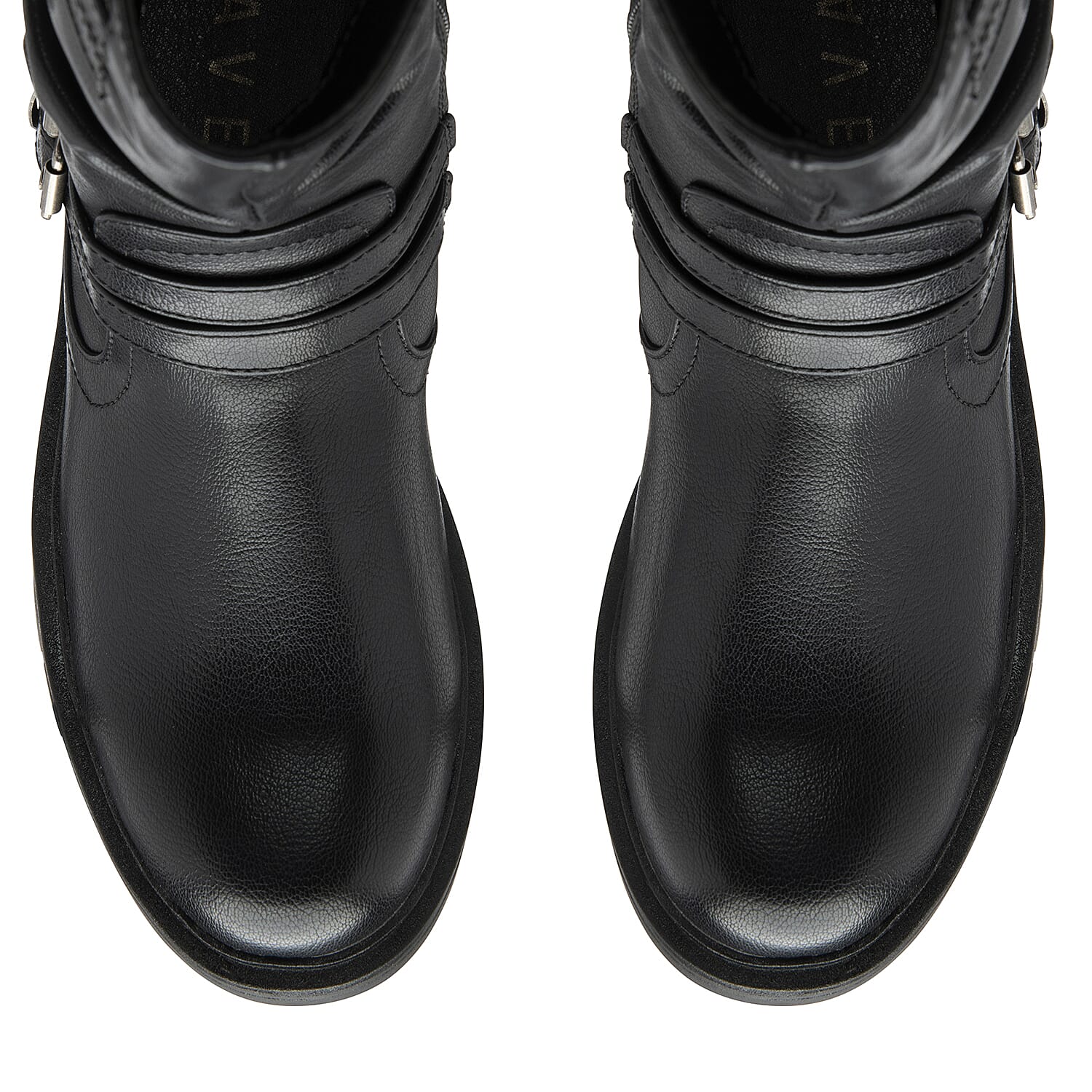 RAVEL Calf Slouch Boots with Inside Zip and Buckles (Size 7) - Black