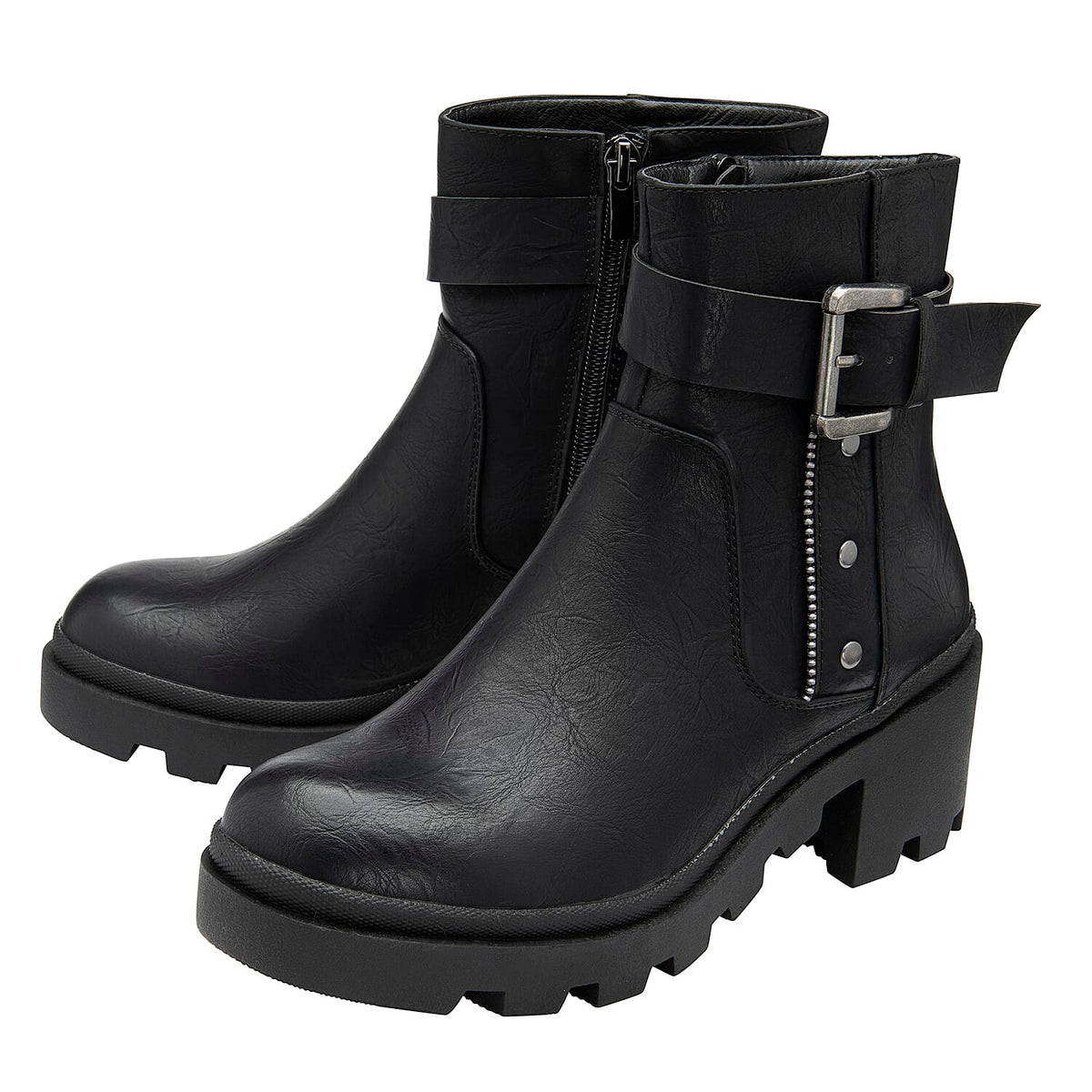 RAVEL Viola Ankle Boots with Inside Zip and Buckle (Size 7) - Black