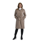 TAMSY Long Coat with Two Pockets and Adjustable Waist Belt (Size M,12-14) - Beige