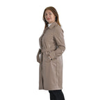 TAMSY Long Coat with Two Pockets and Adjustable Waist Belt (Size M,12-14) - Beige
