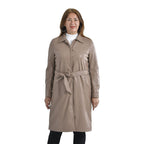 TAMSY Long Coat with Two Pockets and Adjustable Waist Belt (Size M,12-14) - Beige
