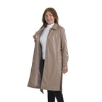TAMSY Long Coat with Two Pockets and Adjustable Waist Belt (Size M,12-14) - Beige
