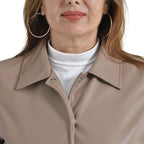 TAMSY Long Coat with Two Pockets and Adjustable Waist Belt (Size M,12-14) - Beige