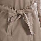TAMSY Long Coat with Two Pockets and Adjustable Waist Belt (Size M,12-14) - Beige