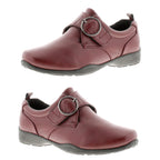 DR KELLER - FREYA Touch Fasten Buckle Shoes (Size 3) - Burgandy