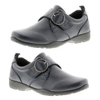 DR KELLER - FREYA Touch Fasten Buckle Shoes (Size 3) - Navy