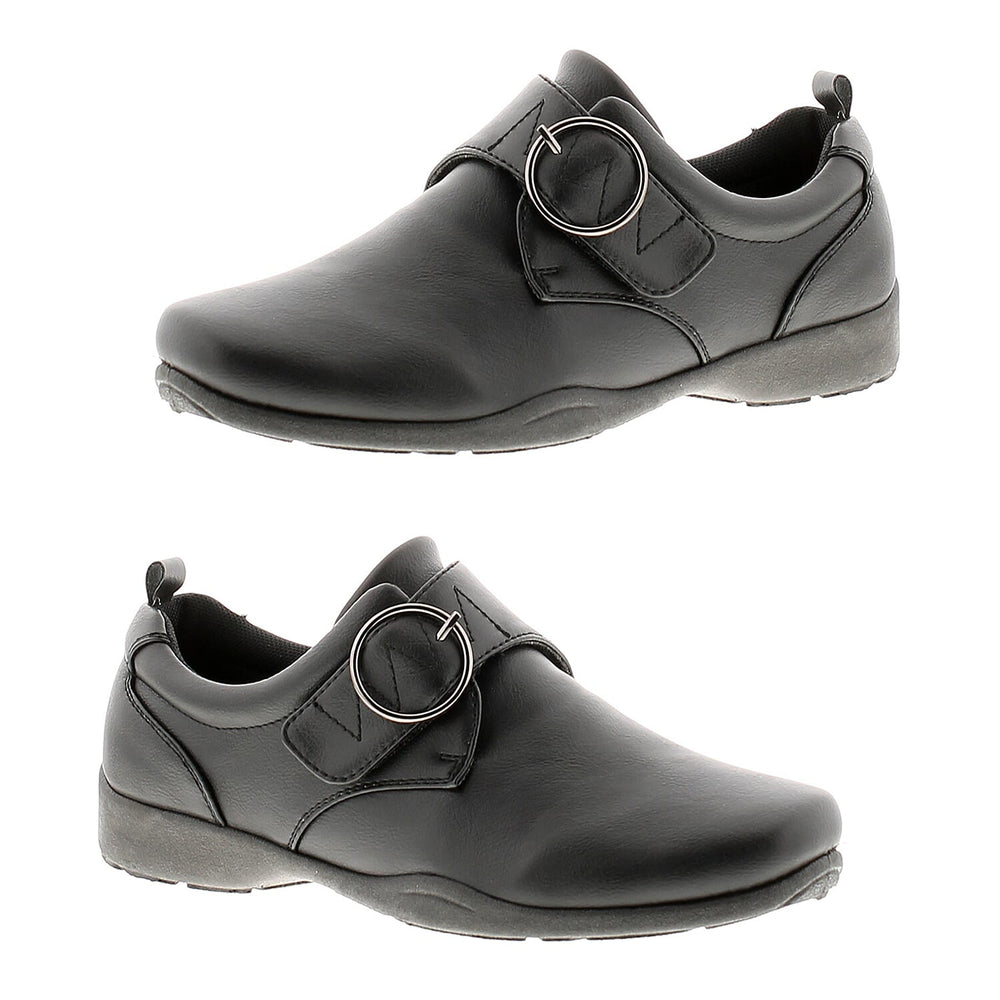DR KELLER - FREYA Touch Fasten Buckle Shoes (Size 5) - Black