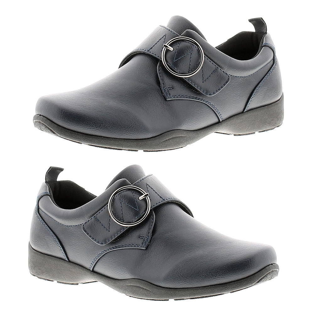 DR KELLER - FREYA Touch Fasten Buckle Shoes (Size 5) - Navy
