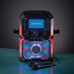 Daewoo Bluetooth Karaoke Machine with Built in 5 inch LED Light Display, 2 Mics, CD Player, 2 Karaoke CDs Included.