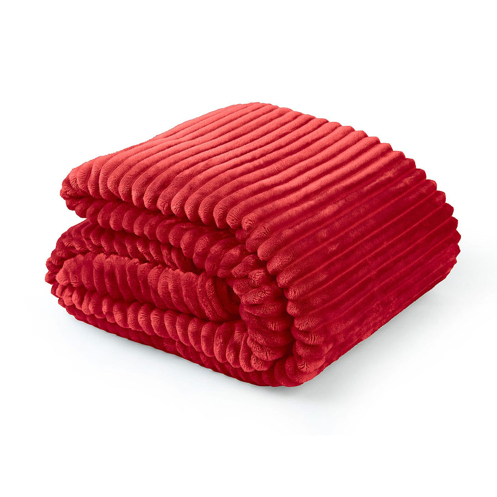 Dakota Super Soft Flannel Fleece Throw Blanket (Size 180x140 cm) - Red