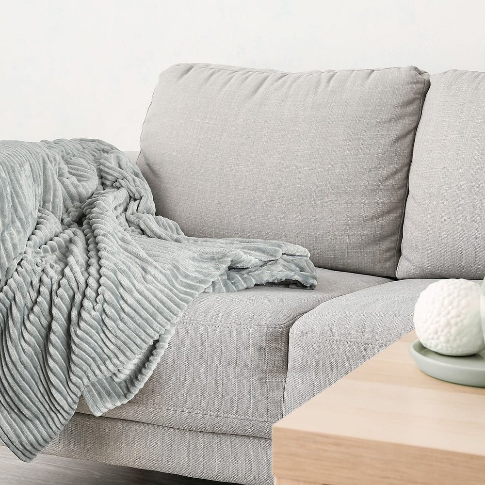 Dakota Super Soft Flannel Fleece Throw Blanket (Size 180x140 cm) - Silver