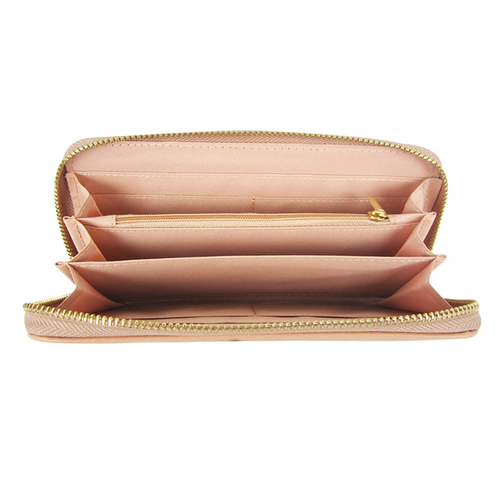 Leatherette Daliah Rose Purse Long - Light Pink