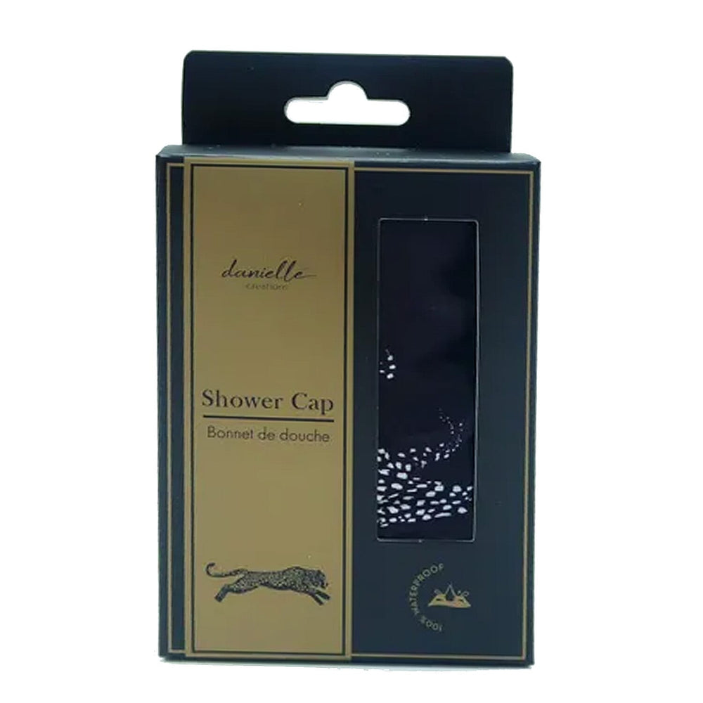 Danielle Leopard Pattern Shower Cap - Black