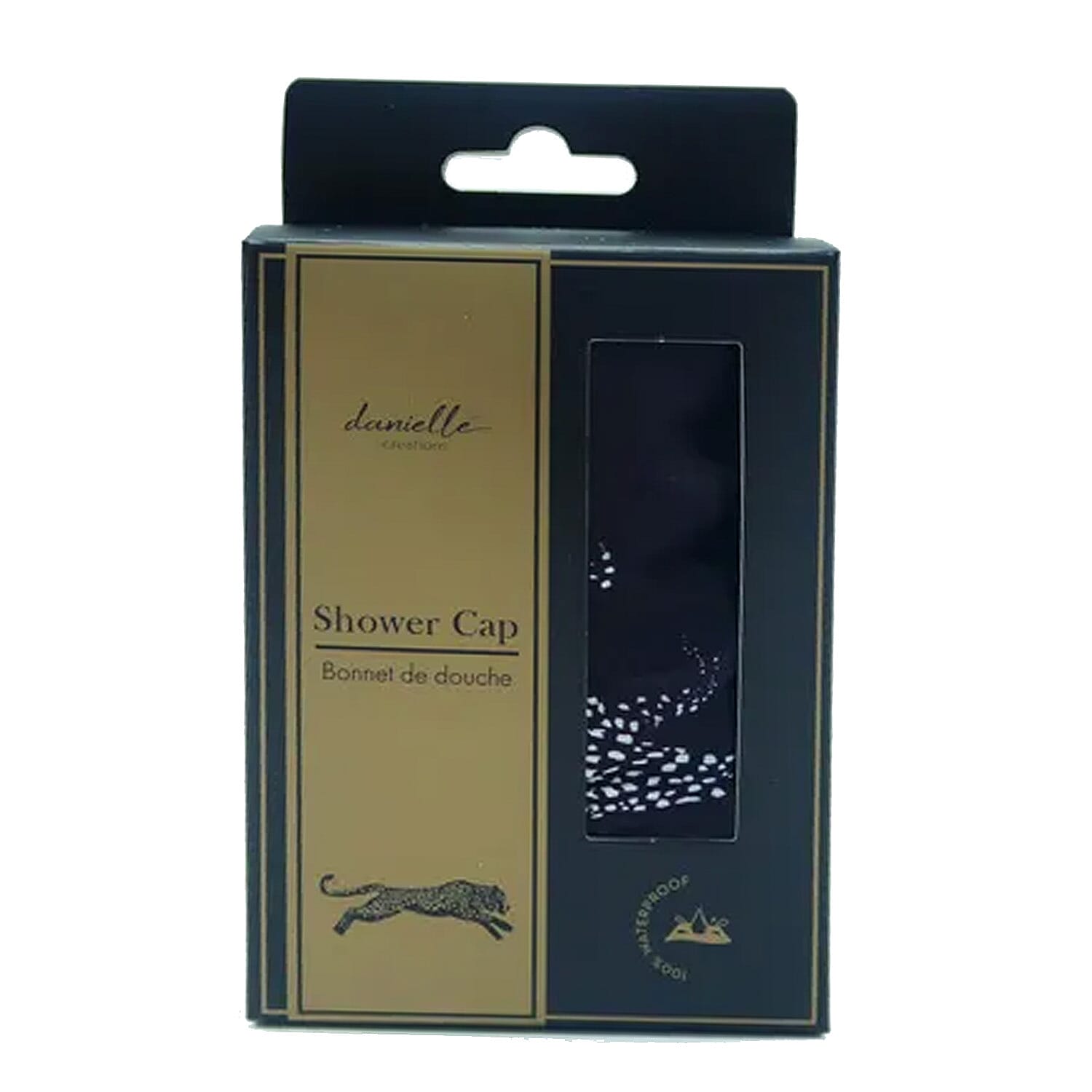 Danielle Leopard Pattern Shower Cap - Black