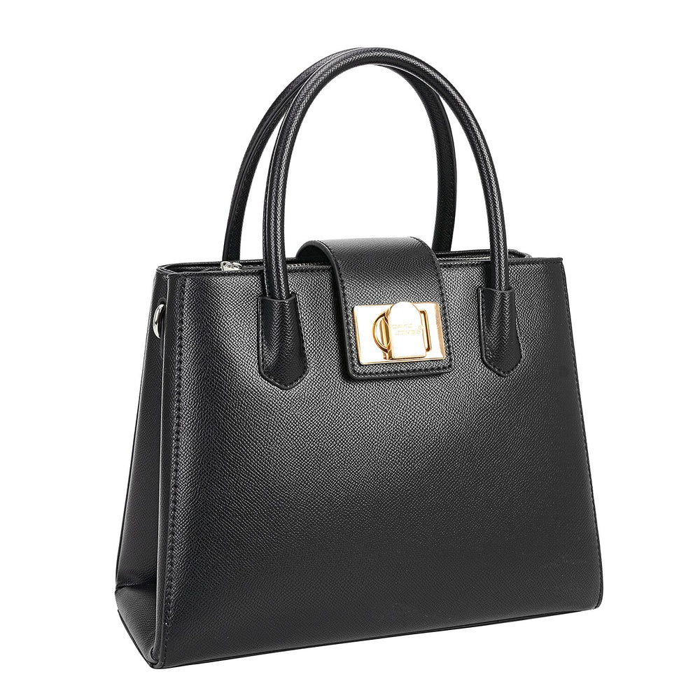David Jones Classic Satchel Handbag with Top Handle - Black