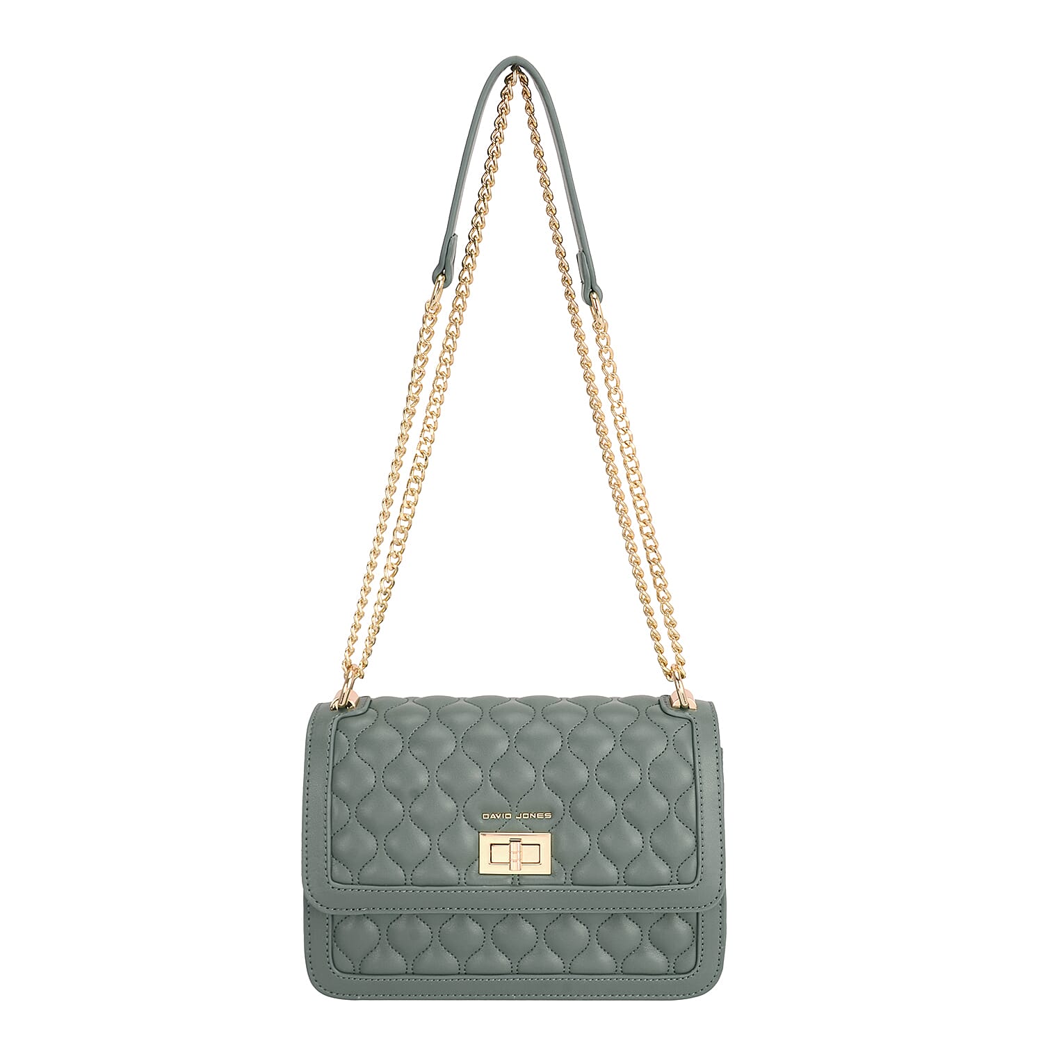 David Jones Elegant Quilted Shoulder Bag - Green