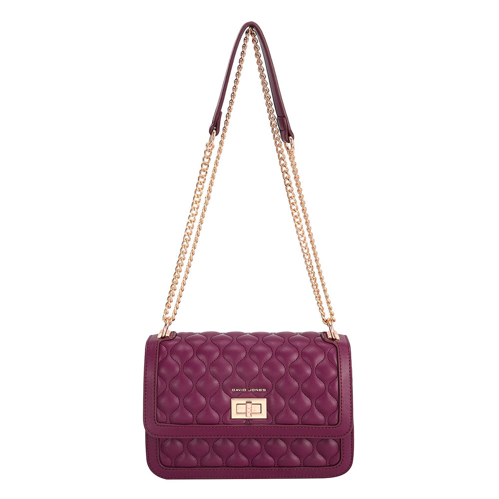 David Jones Elegant Quilted Shoulder Bag - Magenta