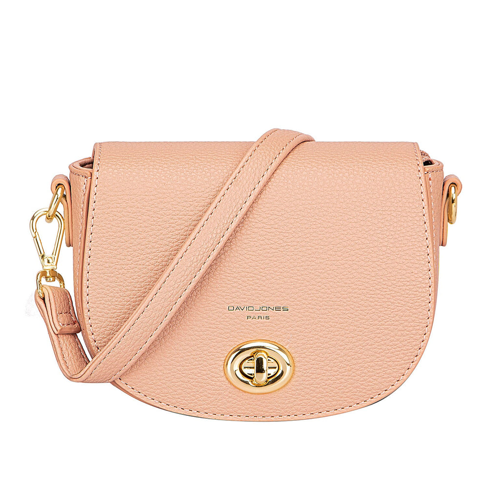 David Jones Stylish Round Flap Compact Shoulder Bag - Pink